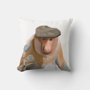 Funny Proboscis Monkey Golfer Cushion