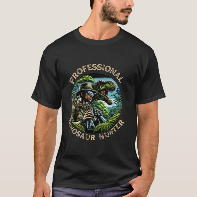 Funny Professional dinosaur hunter tee kids teens  (Front)