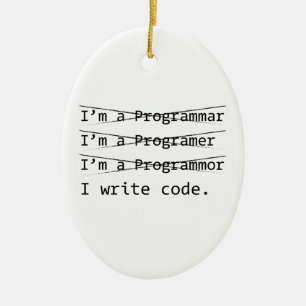 Funny Programmer Ceramic Tree Decoration
