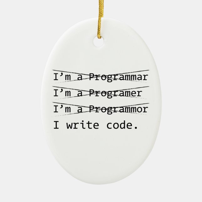 Funny Programmer Ceramic Tree Decoration (Front)