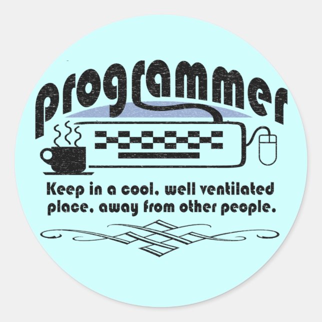 Funny Programmer Classic Round Sticker (Front)