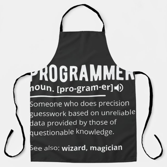 Funny Programmer Code Developer Meaning Definition Apron (Front)