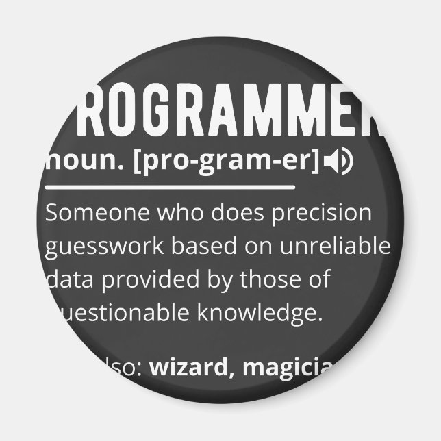 Funny Programmer Code Developer Meaning Definition Magnet (Front)