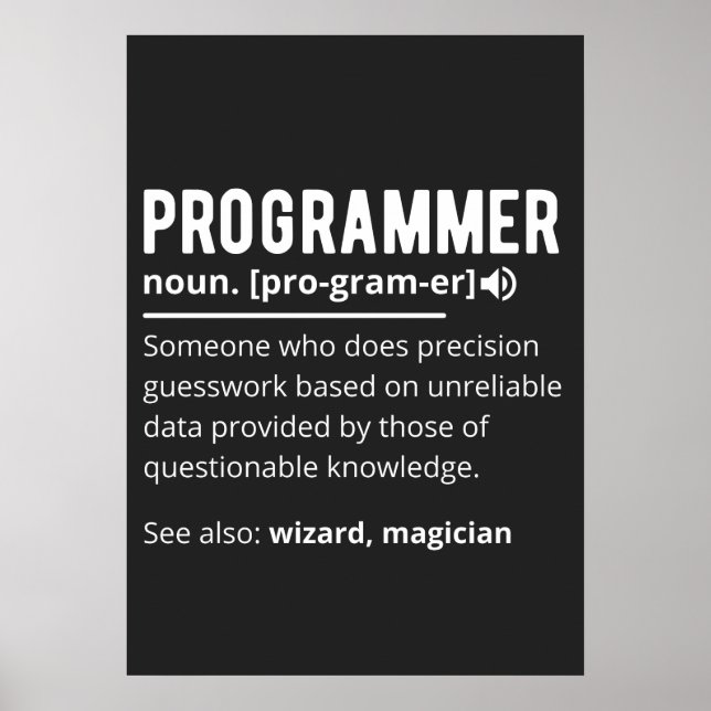 Funny Programmer Code Developer Meaning Definition Poster (Front)