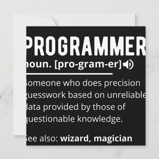 Funny Programmer Code Developer Meaning Definition Save The Date (Front)