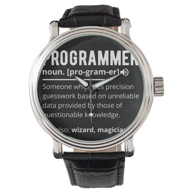 Funny Programmer Code Developer Meaning Definition Watch (Front)