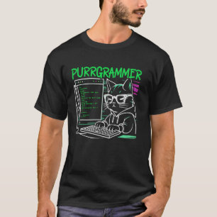 Funny Programmer Coder Computer Programming Cat Lo T-Shirt