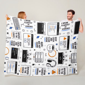 Funny Programmer Coding Errors Pattern Fleece Blanket