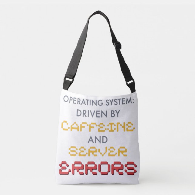 Funny Programmer Coffee and Server Errors Crossbody Bag (Front)