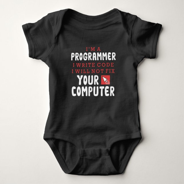 Funny Programmer Computer Repair Coder Humor Baby Bodysuit (Front)