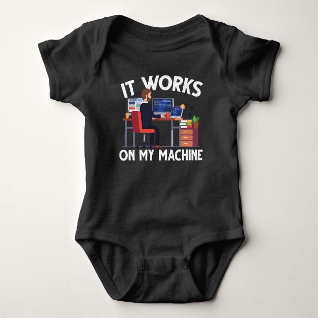 Funny Programmer Computer Science Coder Machine Baby Bodysuit (Front)