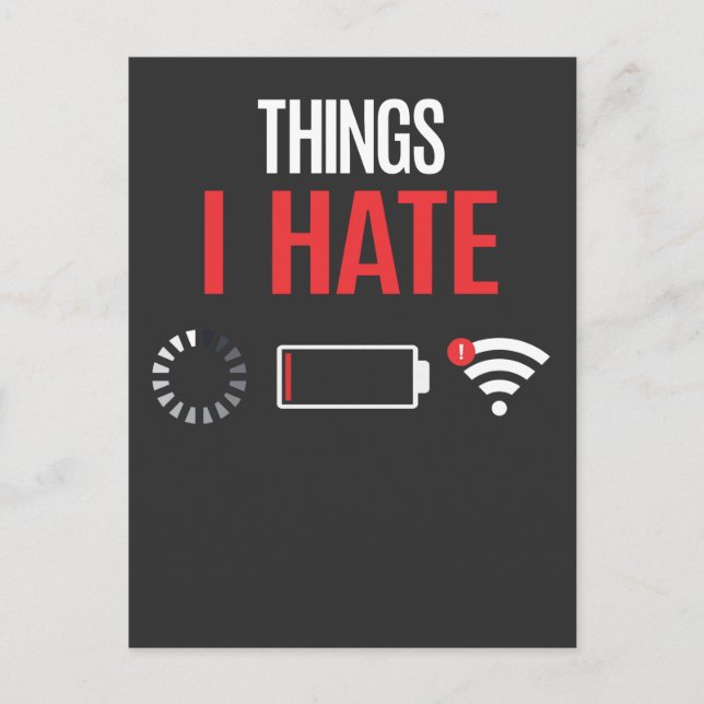 Funny Programmer Gamer No Wifi Connection Battery Postcard (Front)