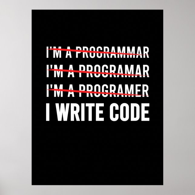 Funny Programmer I Wite Code Poster (Front)