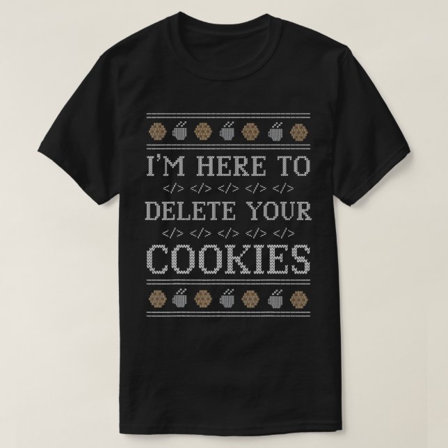 Funny Programmer Nerd Geek Christmas Cookies Ugly  T-Shirt (Design Front)