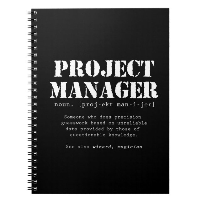 Funny Project Manager Dictionary Definition Notebook (Front)