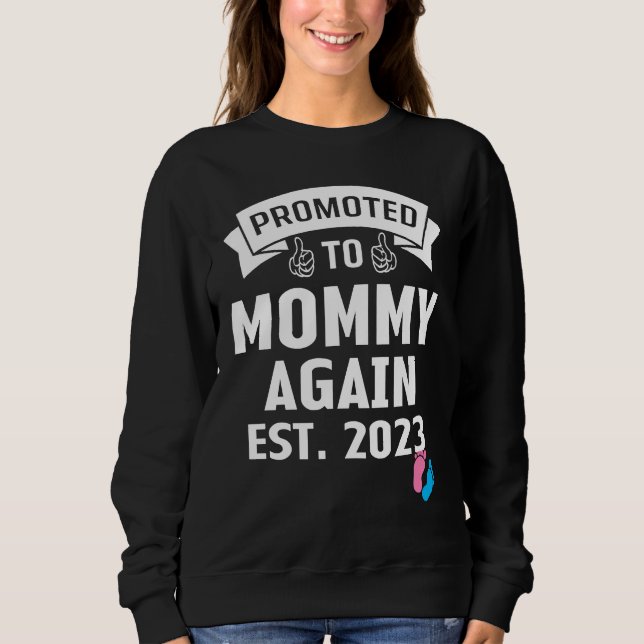 Funny Promoted To Mom Again 2023 Gender Reveal Pin Sweatshirt (Front)