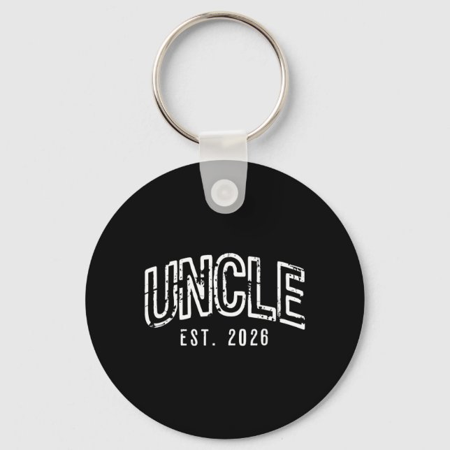 Funny Promoted to New Uncle Est 2026 First Time Key Ring (Front)