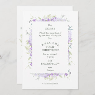 Funny Proposal Photo Bridesmaid Purple Wildflowers