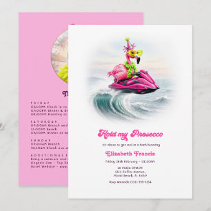 Funny Prosecco Flamingo Beach Bachelorette Weekend Invitation