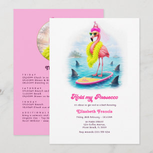Funny Prosecco Flamingo Beach Bachelorette Weekend Invitation