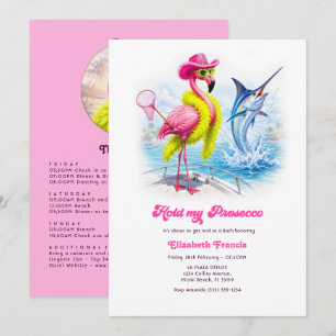 Funny Prosecco Flamingo Beach Bachelorette Weekend Invitation