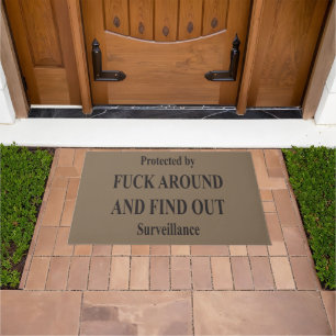 Funny Protected By F A F O Surveillance  Doormat