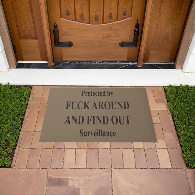 Funny Protected By F A F O Surveillance  Doormat (Outdoor)