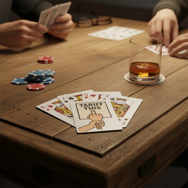 Funny Protest Sign Tariff This Middle Finger  Playing Cards (Creator Uploaded)