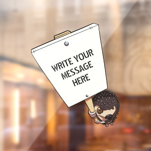 Funny Protestor With Placard Cartoon Hedgehog