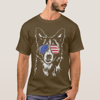 Funny Proud Border Collie American Flag gift dog T-Shirt