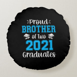 Funny Proud Brother of 2021 Graduates T-shirt Round Cushion