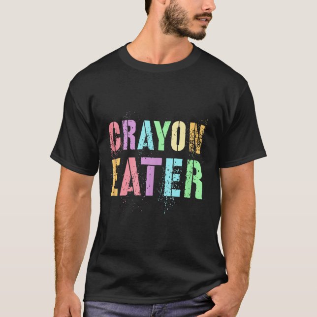 Funny Proud Crayon Eater Military Veteran Dad Offi T-Shirt (Front)