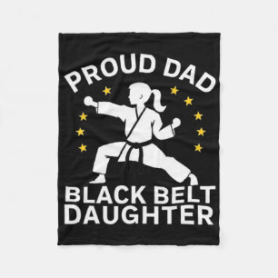 Funny Proud Dad Black Belt Daughter Karate Dad Fat Fleece Blanket