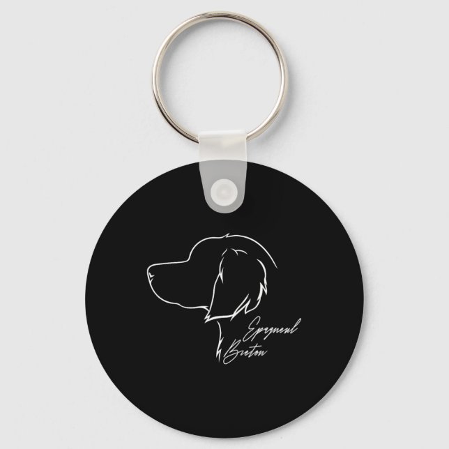 Funny Proud Epagneul Breton Profile Dog Mum Huntin Key Ring (Front)