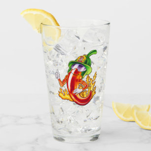 Funny Proud Firefighter Chilli On Fire Gives Thumb Glass