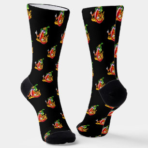 Funny Proud Firefighter Chilli On Fire Gives Thumb Socks