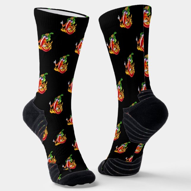 Funny Proud Firefighter Chilli On Fire Gives Thumb Socks (Angled)