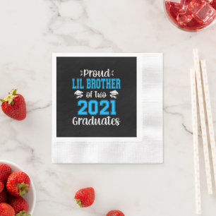 Funny Proud Lil Brother Of 2021 Graduates Napkin