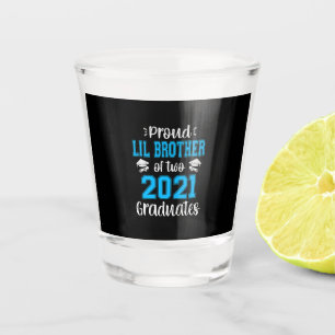 Funny Proud Lil Brother Of 2021 Graduates Shot Glass