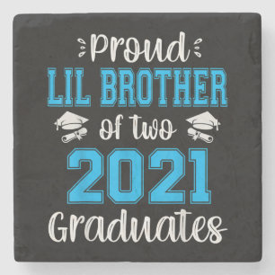 Funny Proud Lil Brother Of 2021 Graduates Stone Coaster