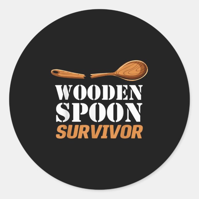Funny Proud Wooden Son Survivor Men Women Toddler  Classic Round Sticker (Front)