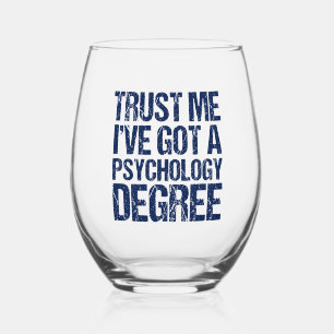 Funny Psychology Graduation Custom Psychologist Stemless Wine Glass