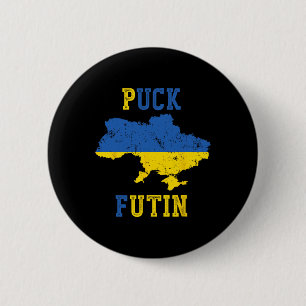 Funny Puck Futin I Stand With Ukraine Peace Ukrain 6 Cm Round Badge