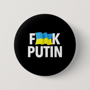 Funny Puck Futin - Ukrainian Flag 6 Cm Round Badge