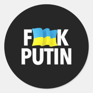 Funny Puck Futin - Ukrainian Flag Classic Round Sticker