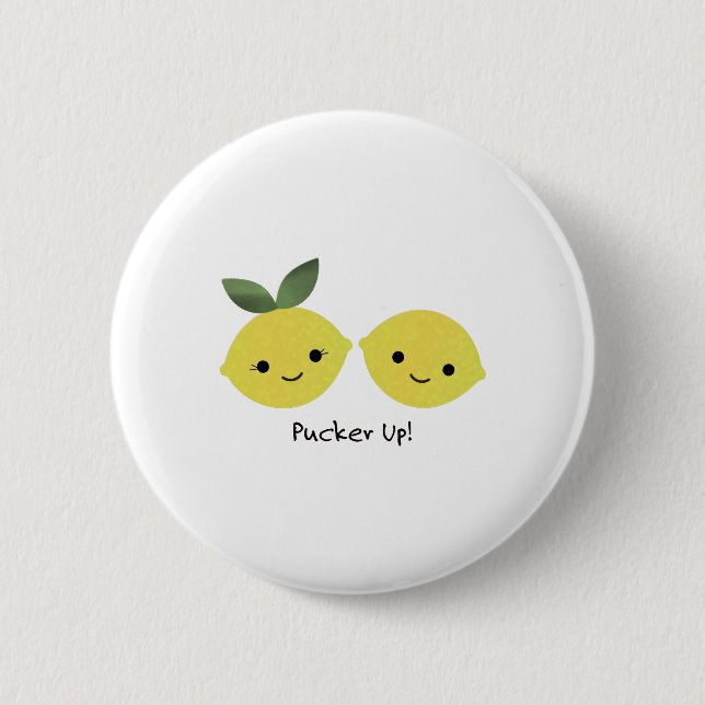 Funny Pucker Up Lemons 6 Cm Round Badge (Front)