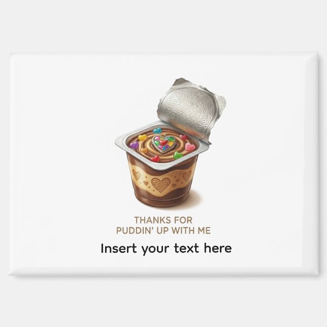 Funny Pudding Pun Personalised Name Thanks For Pud Magnet (Front)
