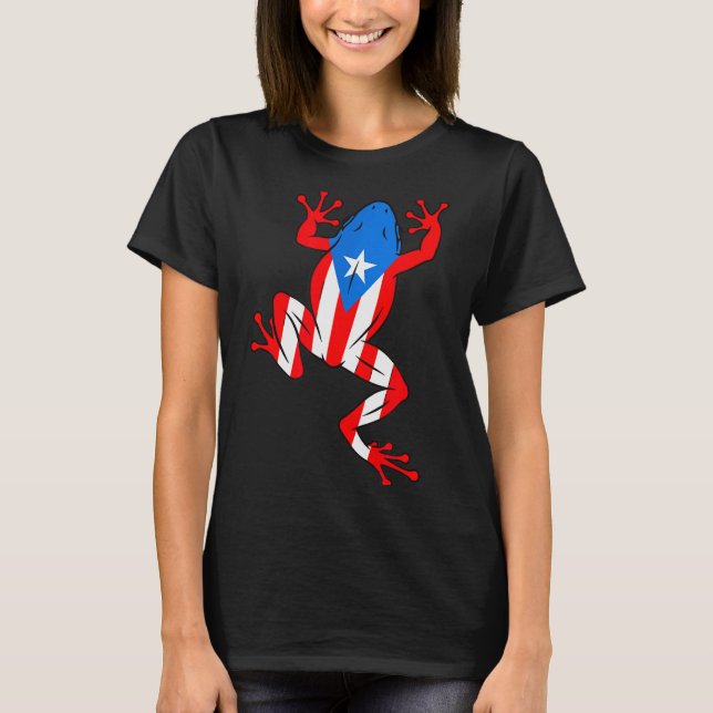 Funny Puerto Rico Coqui Frog Puerto Rican Flag Bor T-Shirt (Front)