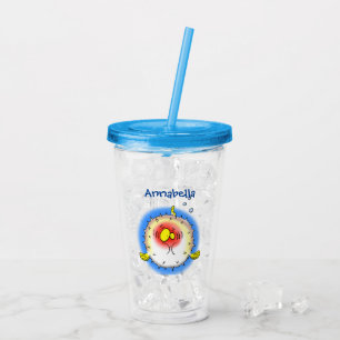 Funny puffer fish porcupine fish cartoon acrylic tumbler