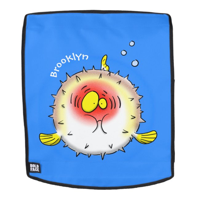 Funny puffer fish porcupine fish cartoon backpack (Removable Face)